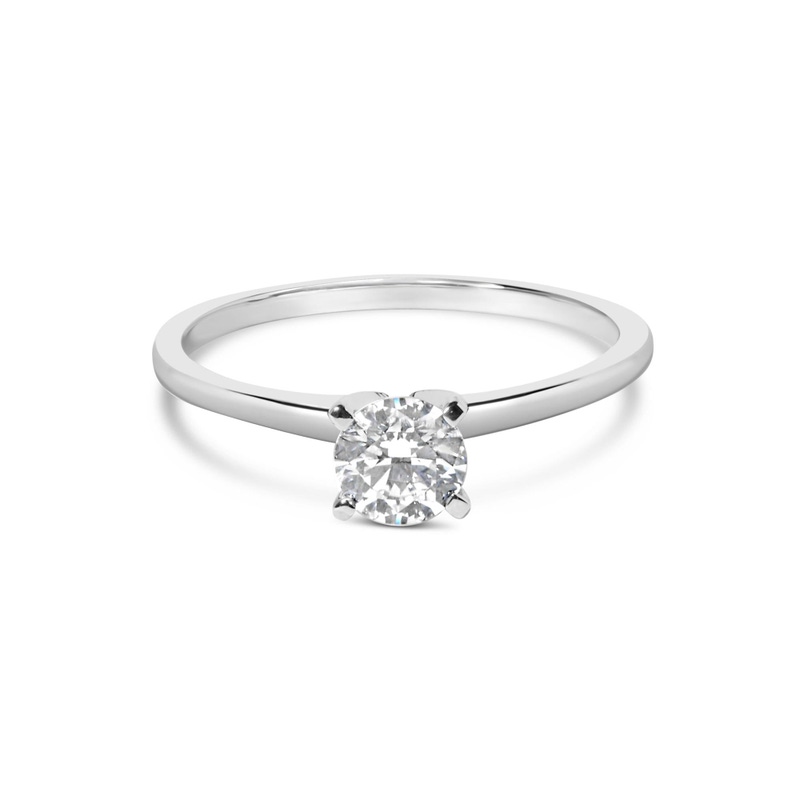 14K White Gold 1/2 Cttw Round Lab Grown Diamond 4 Prong Solitaire Engagement Ring