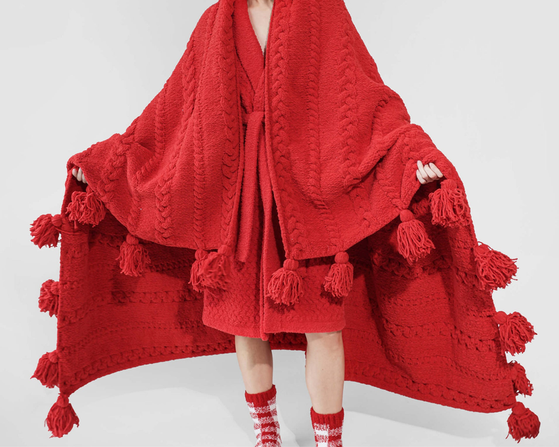 Braided Pom Pom Throw