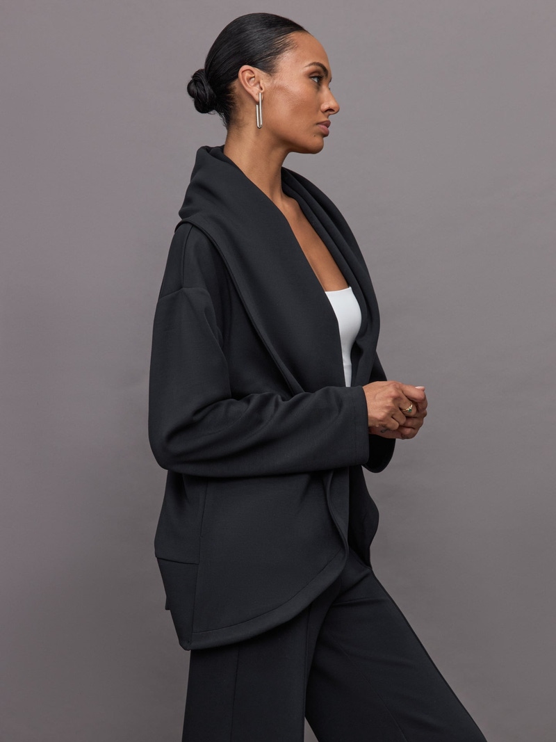 Knit Cocoon Cardigan in Interlock, Black