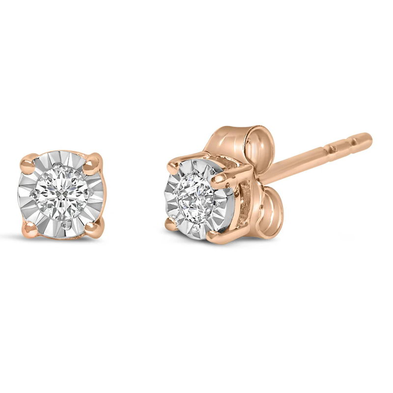 Sterling Silver Round Brilliant-Cut Lab Grown Diamond Miracle-Set Stud Earrings