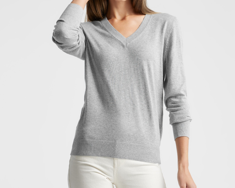 Lightweight Cotton Cashmere V-Neck Sweater