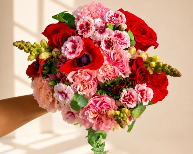 Holiday Szn Flower Bouquet with Vase