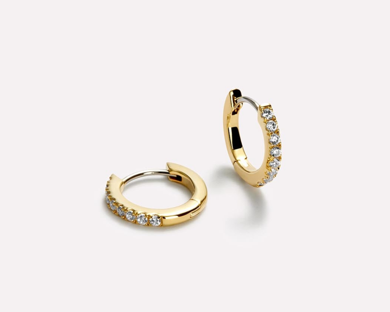 Pave Huggie Hoop Earrings