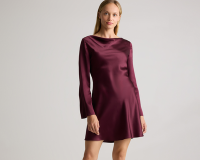 100% Washable Silk Long Sleeve Mini Dress