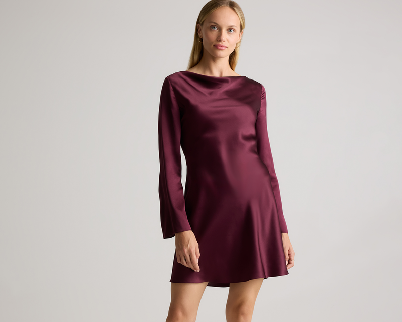 100% Washable Silk Long Sleeve Mini Dress