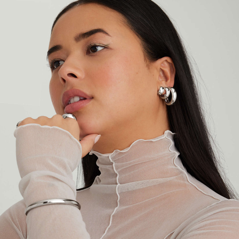 Sterling Silver Chunky Medium Hoops