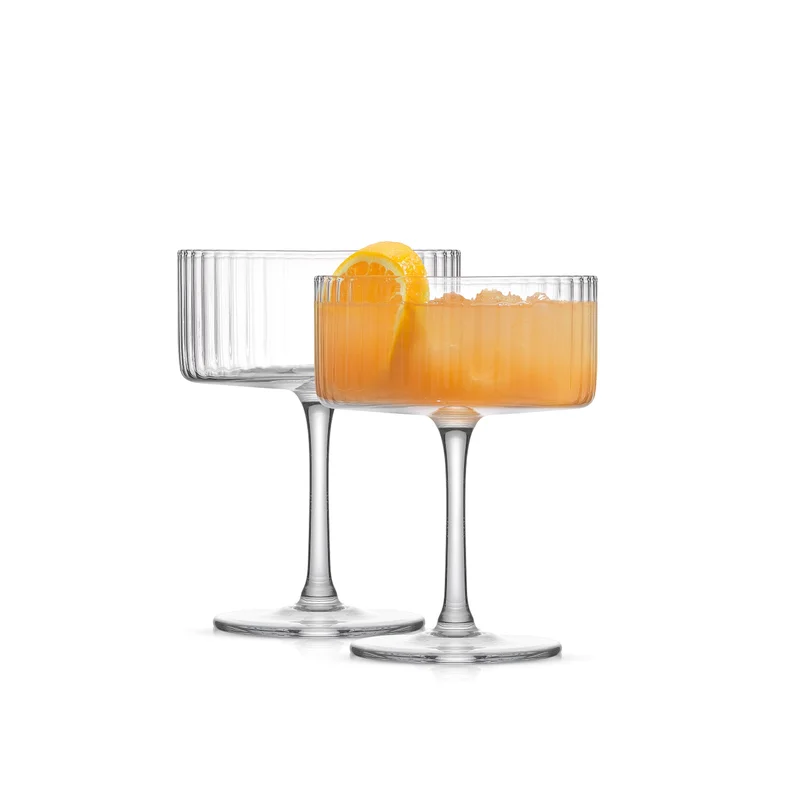Fluted Cylinder Martini Glasses, Set of 2