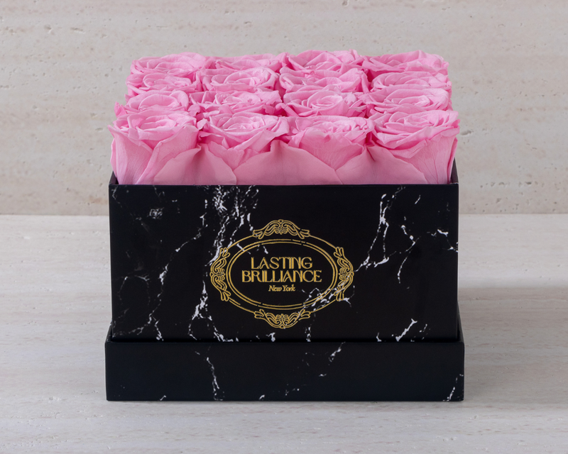 Ruby Crush 16 Pink Roses In Marble Box