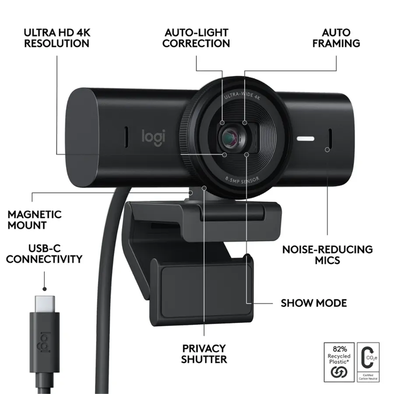 MX Brio Ultra HD 4K Video Conference, Gaming and Streaming Webcam