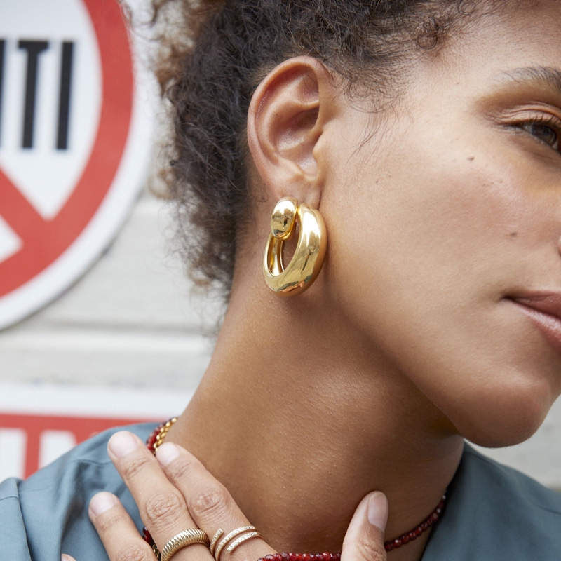 Gold Smooth Small Arch Hoops