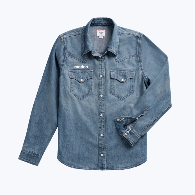 Branded Women's Denim Pearl Snap Shirt, Medium Wash