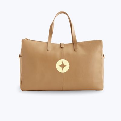 Branded Italian Leather Triple Compartment Weekender