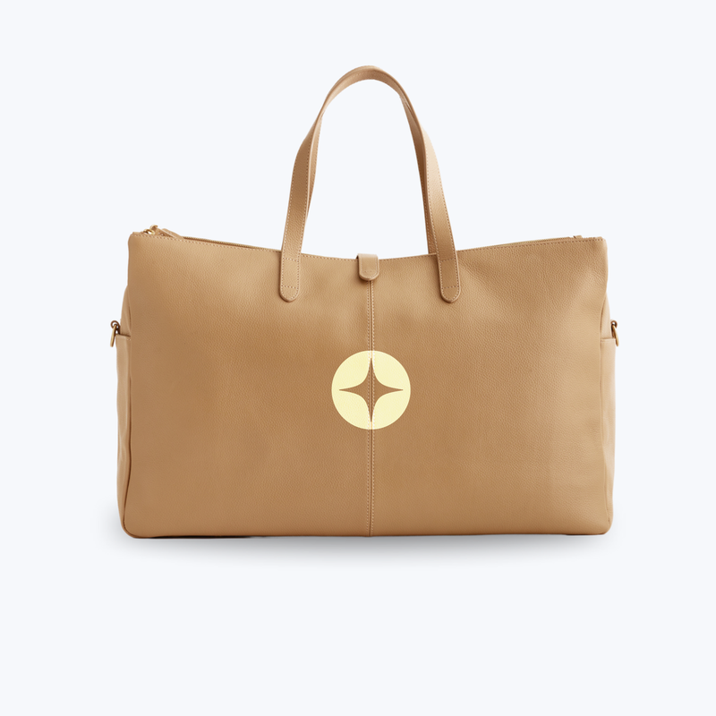 Branded Italian Leather Triple Compartment Weekender