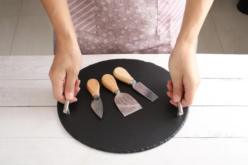 Round Slate Cheese Board Set