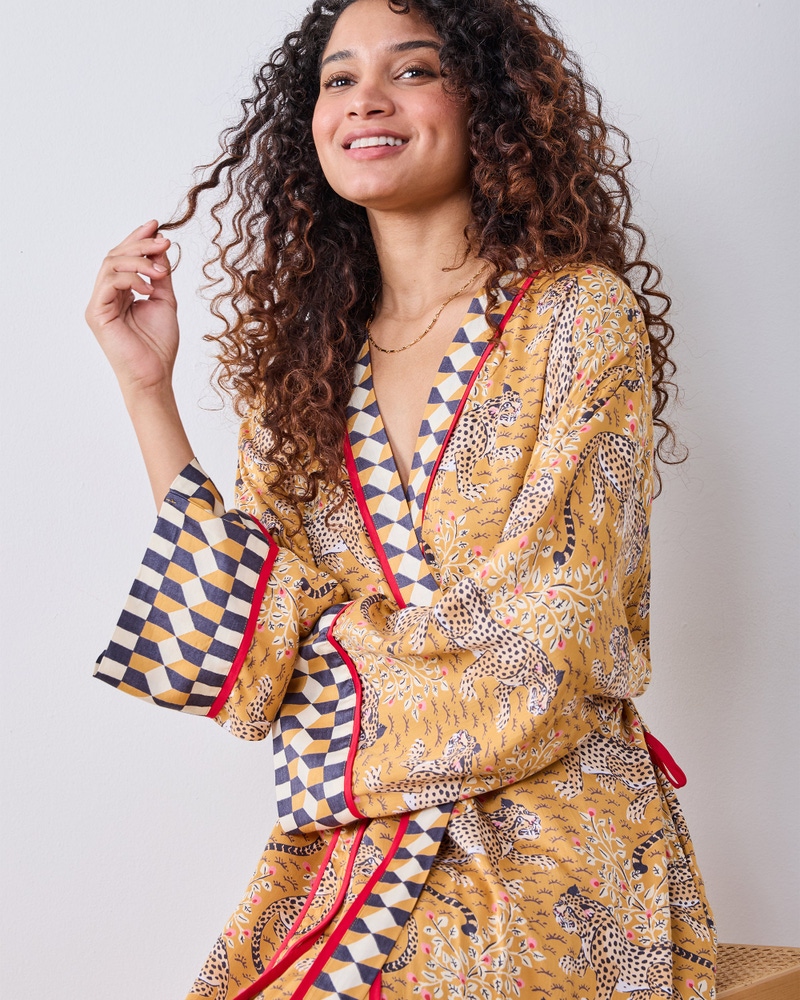 Eco Satin Robe in Bagheera, Tobacco