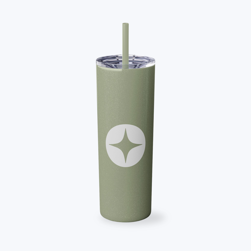 Skinny Tumbler with Straw in Glossy Finish, 20oz