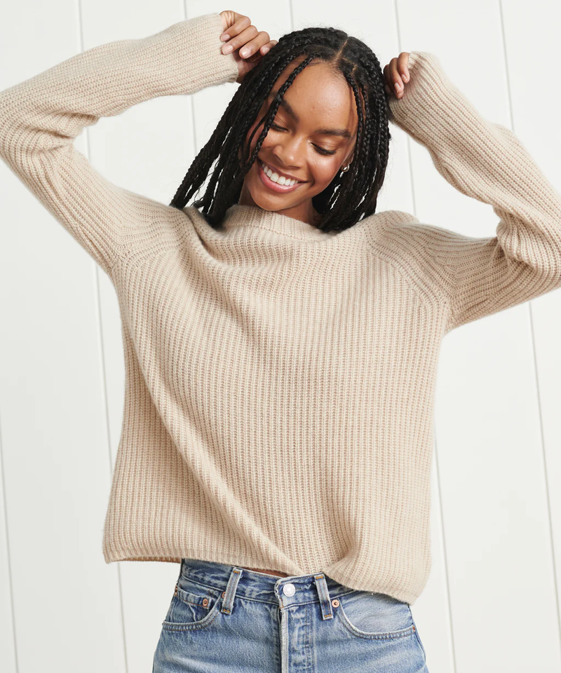 Cashmere Fisherman Sweater, Oatmeal