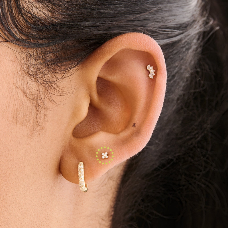 Pave X Flatback Stud, Single