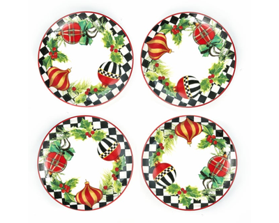 Deck The Halls Appetizer Plates, Set of 4
