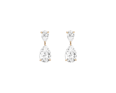 Lab Grown White Sapphire Pear Drop Earrings