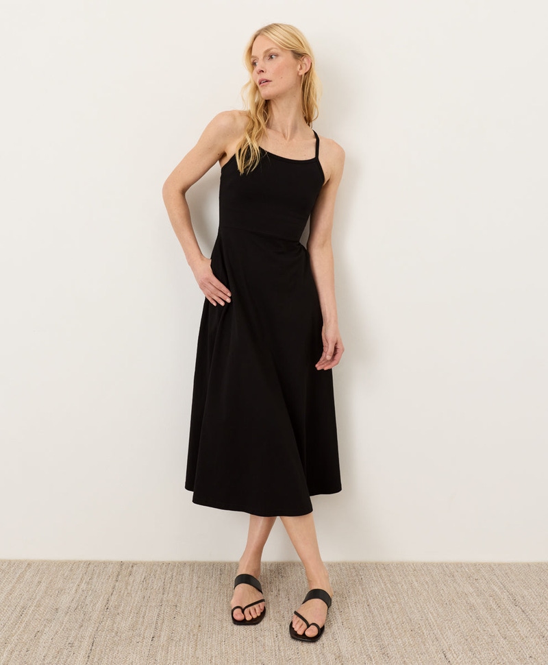 Women's Organic Fit & Flare Midi Dress, Black