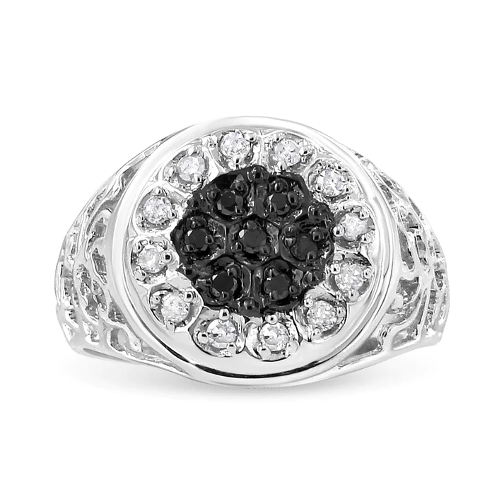 Diamond Halo Cluster Men's Ring
