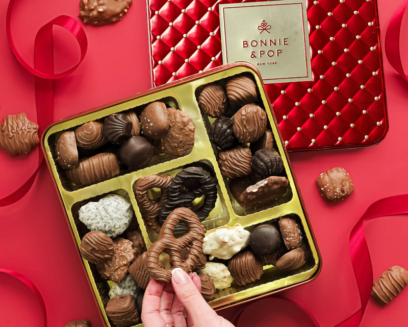 Gourmet Holiday Tin with Assorted Chocolates & Caramels