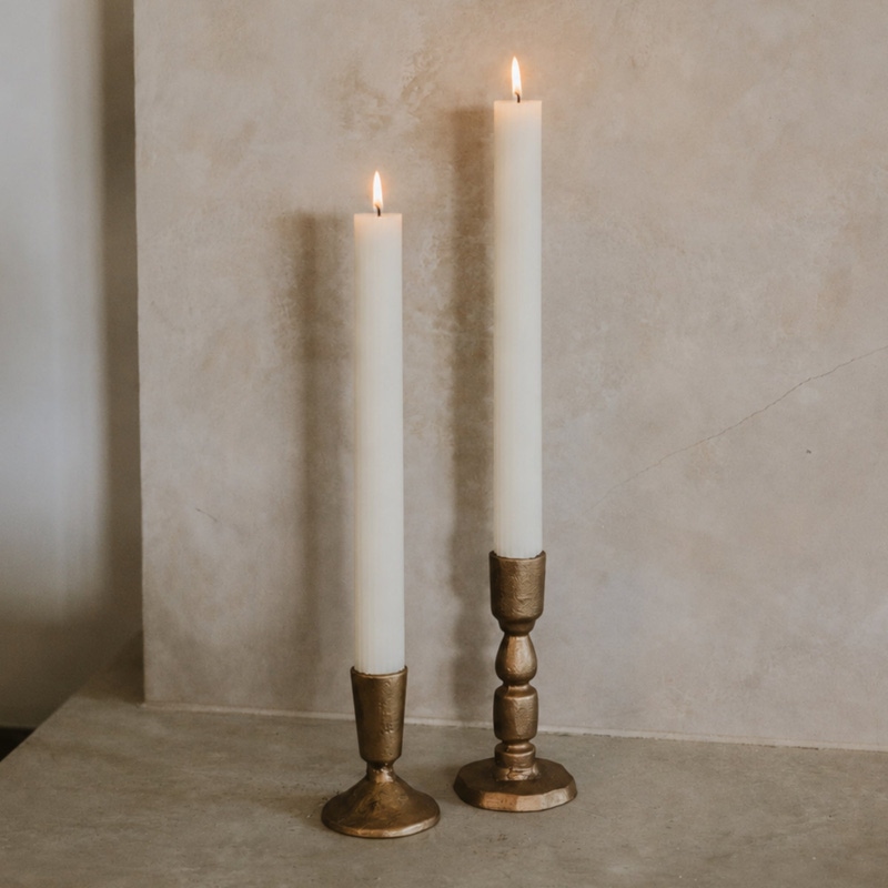 Gold Cast Iron Candle Holders Set of 2