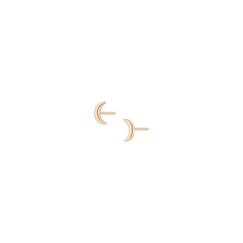 Gold Moon Stud Earrings