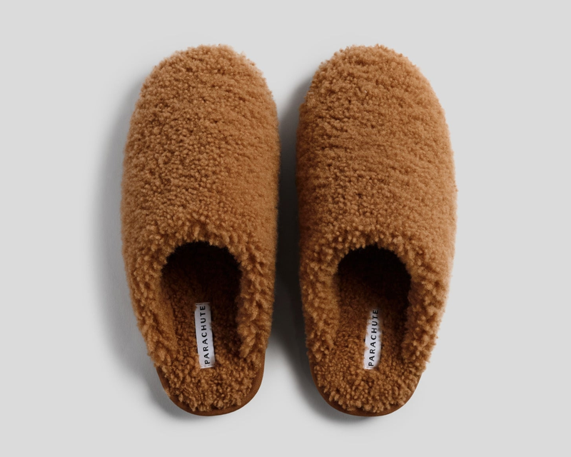 Shearling Wool Clogs, Tobacco