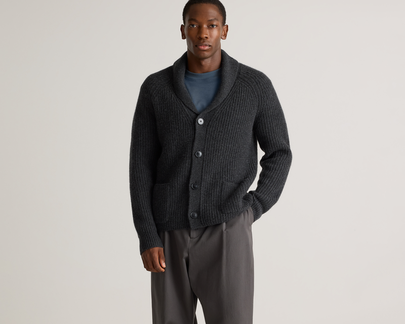 Mongolian Cashmere Shawl Collar Cardigan