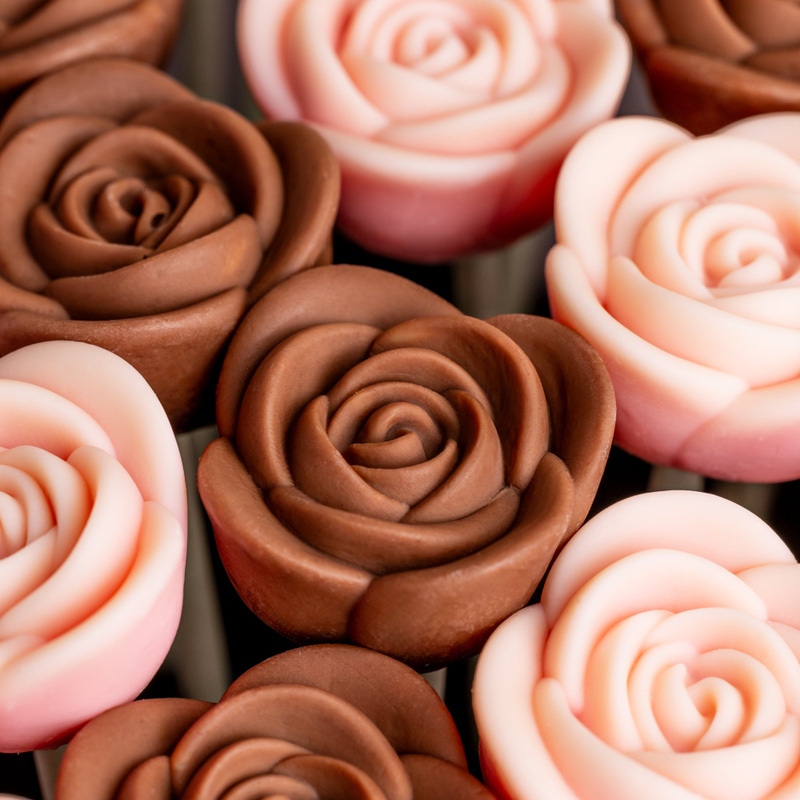 Heart-Shaped Belgian Chocolate Rose Bouquet