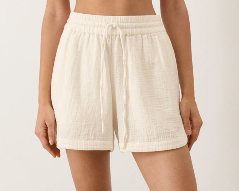 Women's Organic Coastal Double Gauze Curved Hem Short, Cream