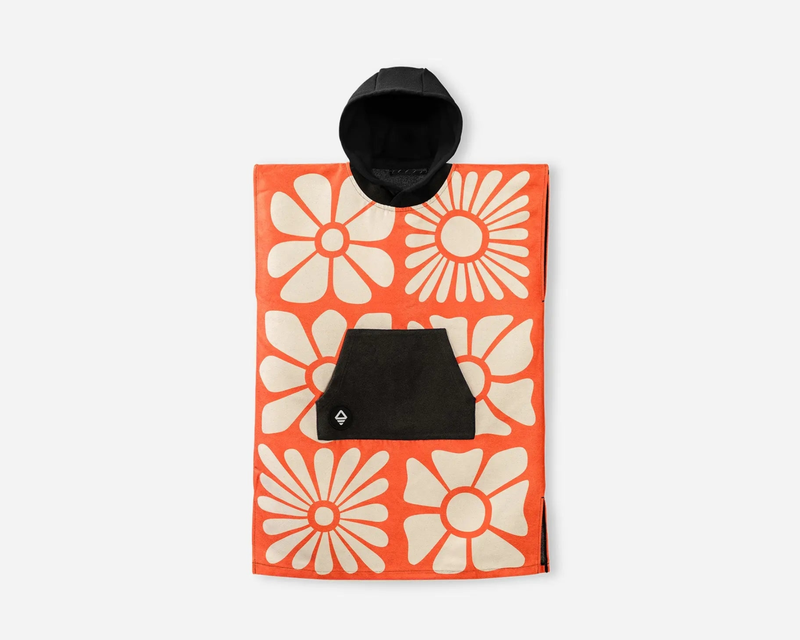 Kids Changing Poncho: Big Flowers Expedition Orange
