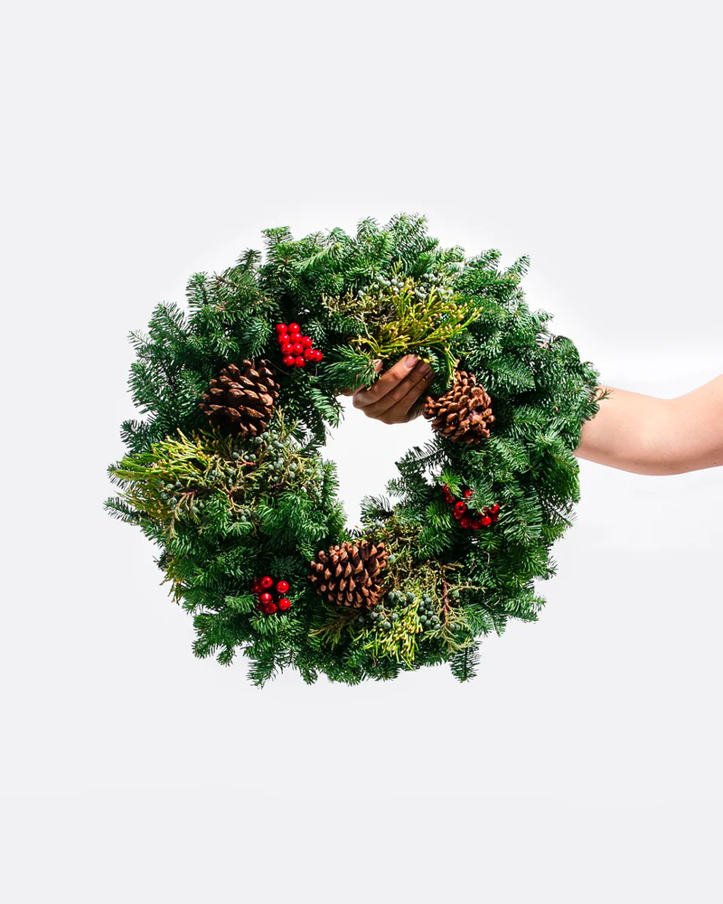 Fresh Cut Noble Fir, Juniper and Cedar Holiday Wreath