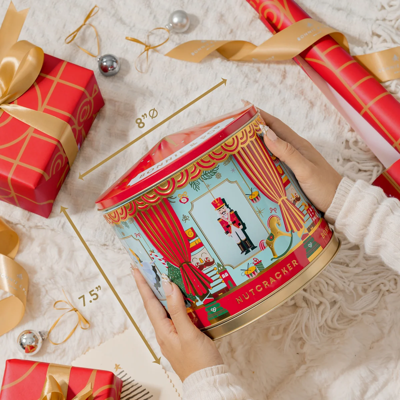 Nutcracker Musical Keepsake Tin with Holiday Popcorn