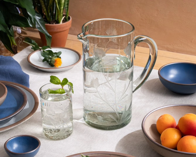 Etched Thistle Pitcher