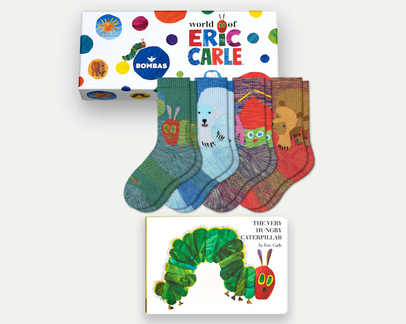 Youth Eric Carle Calf Sock 4-Pack Gift Box & Book