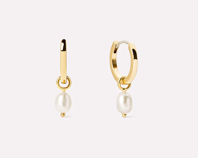 Ana Luisa Frida Pearl Huggie Hoops | 2-in-1 Convertible Pearl Drop Earrings In 14k Gold Plated Silver Rhodium Gold One Size