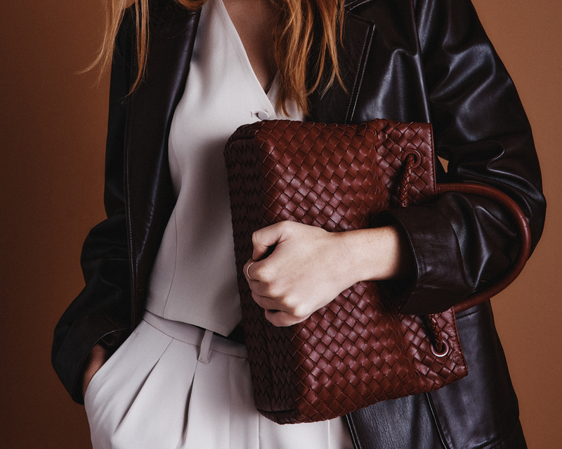 Quince – Italian Leather Handwoven Satchel | Goody