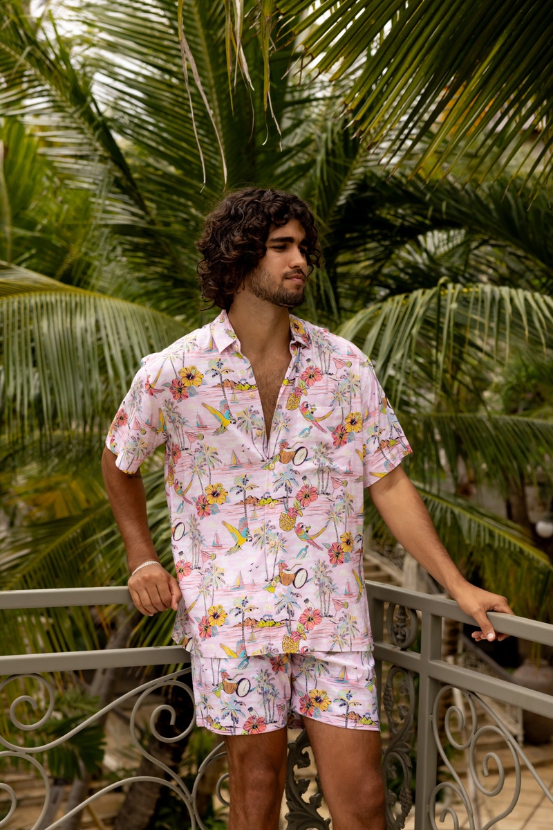 Wastin' Away Again Margaritaville Pink Swim Trunks