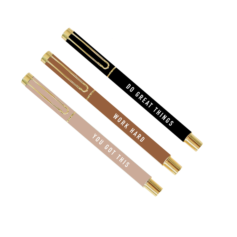 Motivational Metal Pen Set, Neutrals