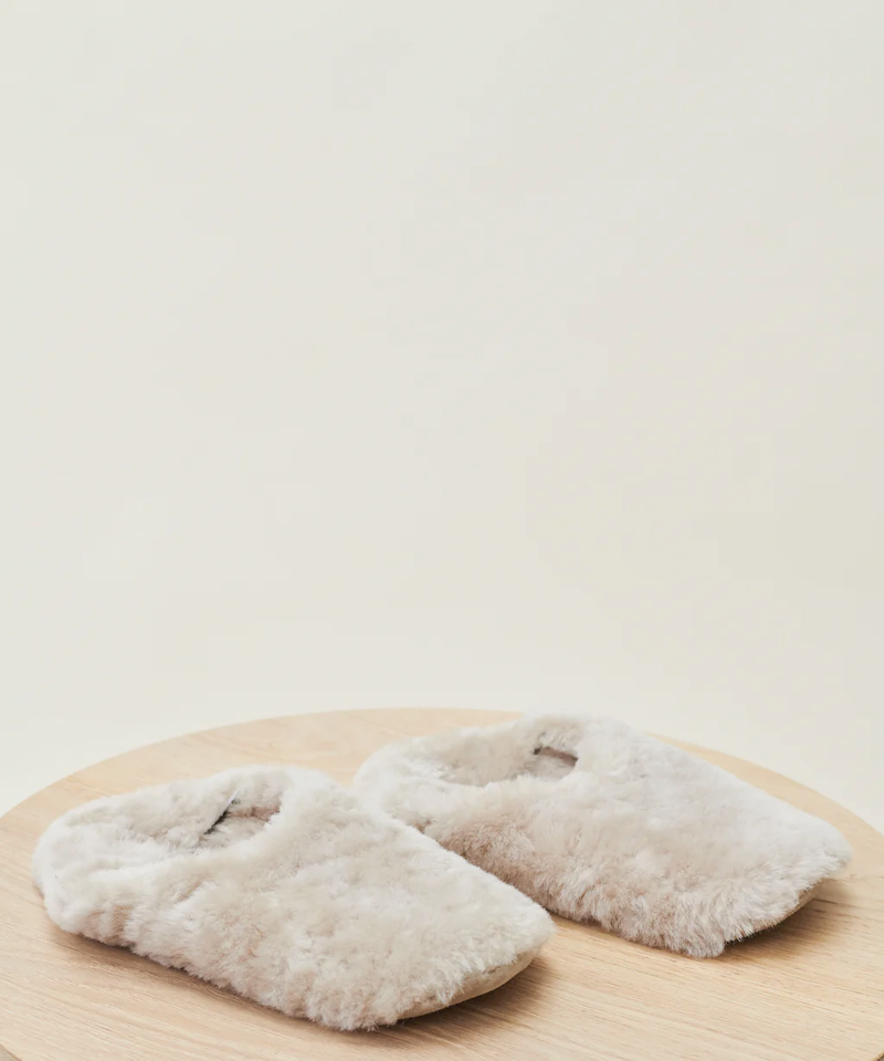 Shearling Moroccan Slipper, Smoke