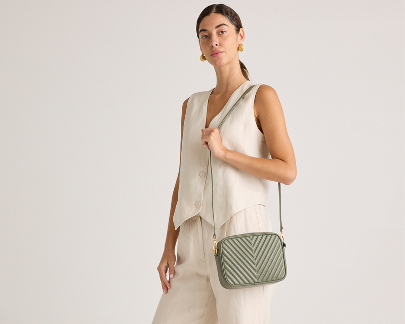 Italian Leather Quilted Crossbody Bag