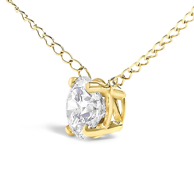 14K Gold Floating Lab Grown Diamond Solitaire Pendant Necklace