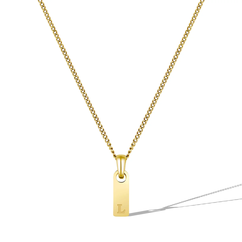 14K Gold Initial Tag Necklace