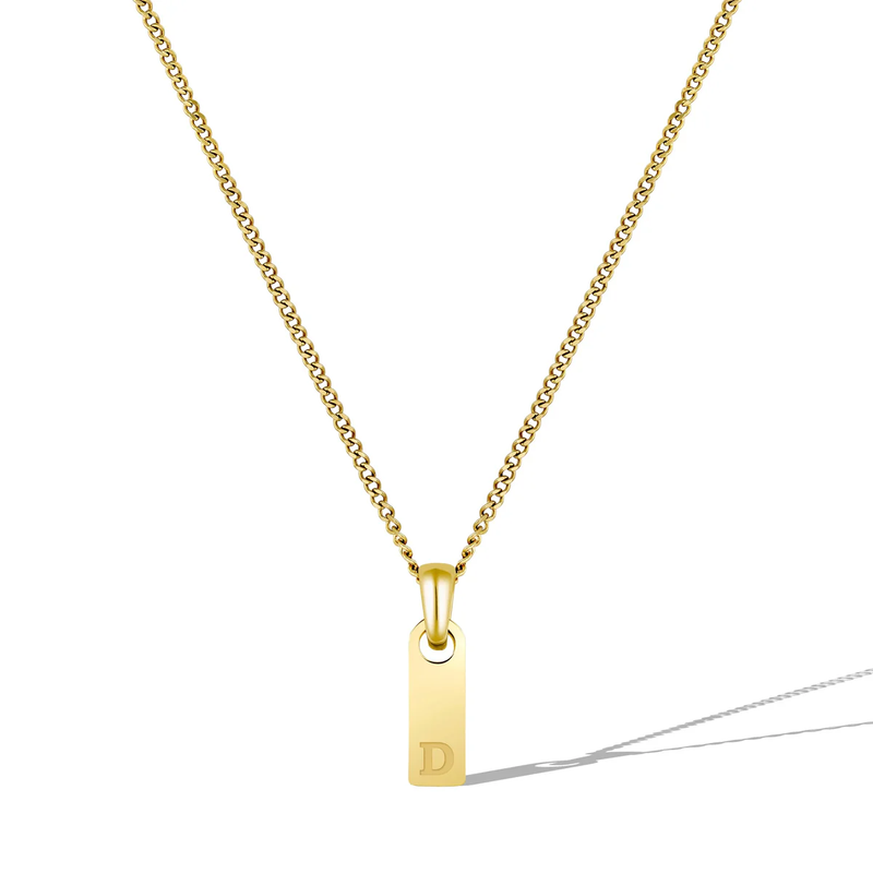 14K Gold Initial Tag Necklace