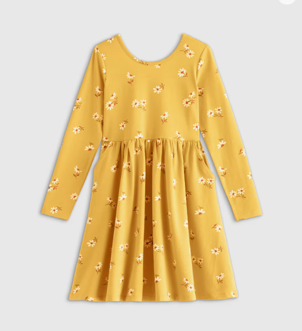 Kids Organic Cotton Long Sleeve Skater Dress
