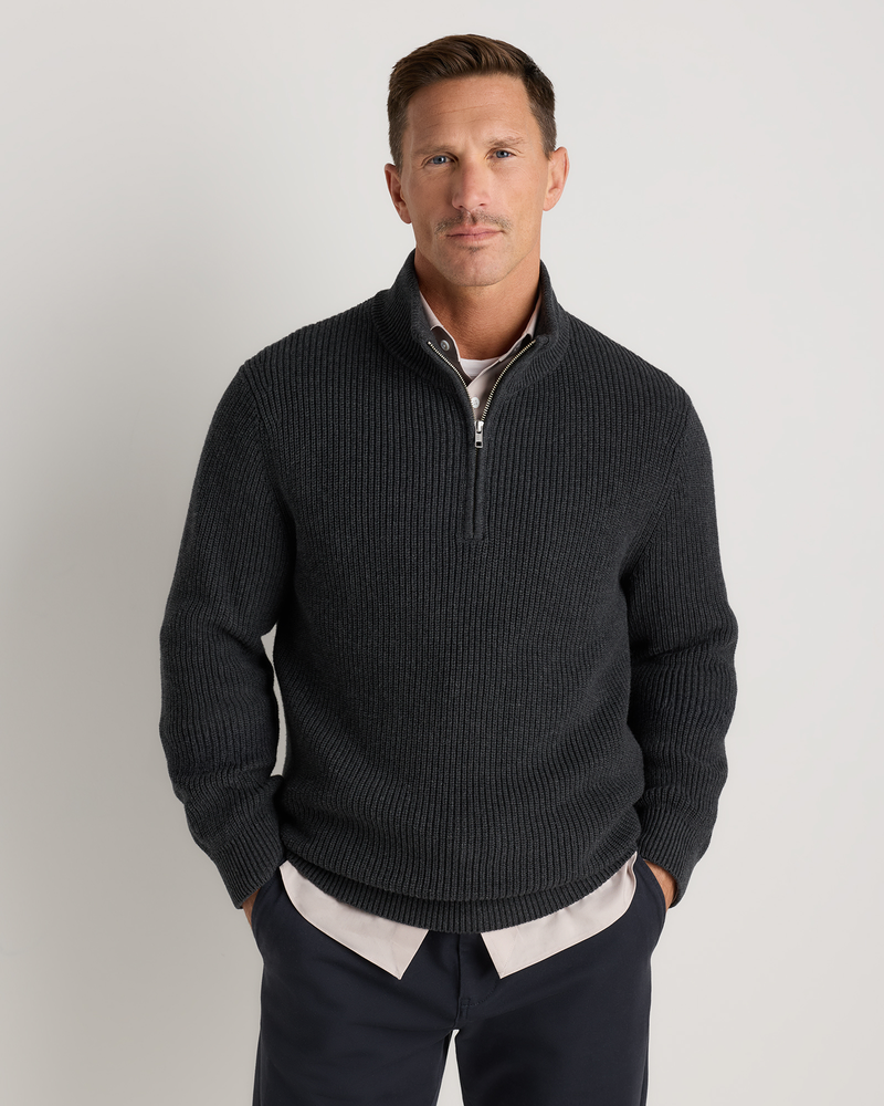 100% Organic Cotton Ribbed Quarter Neck Sweater