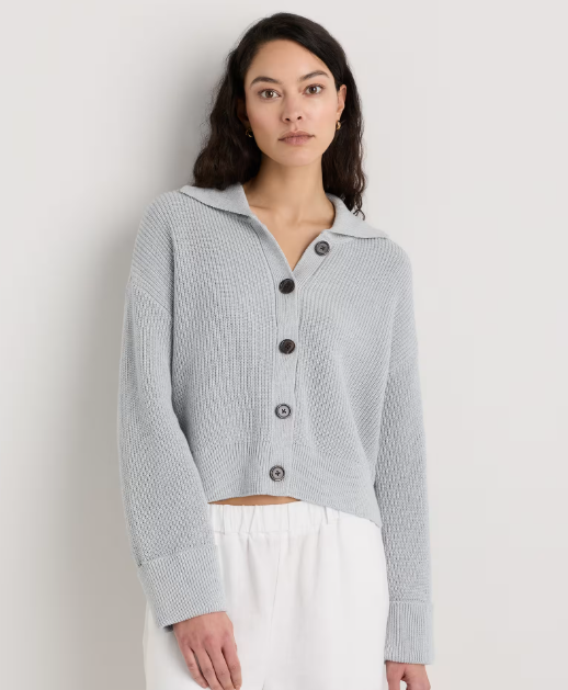 100% Organic Cotton Fisherman Collared Cardigan